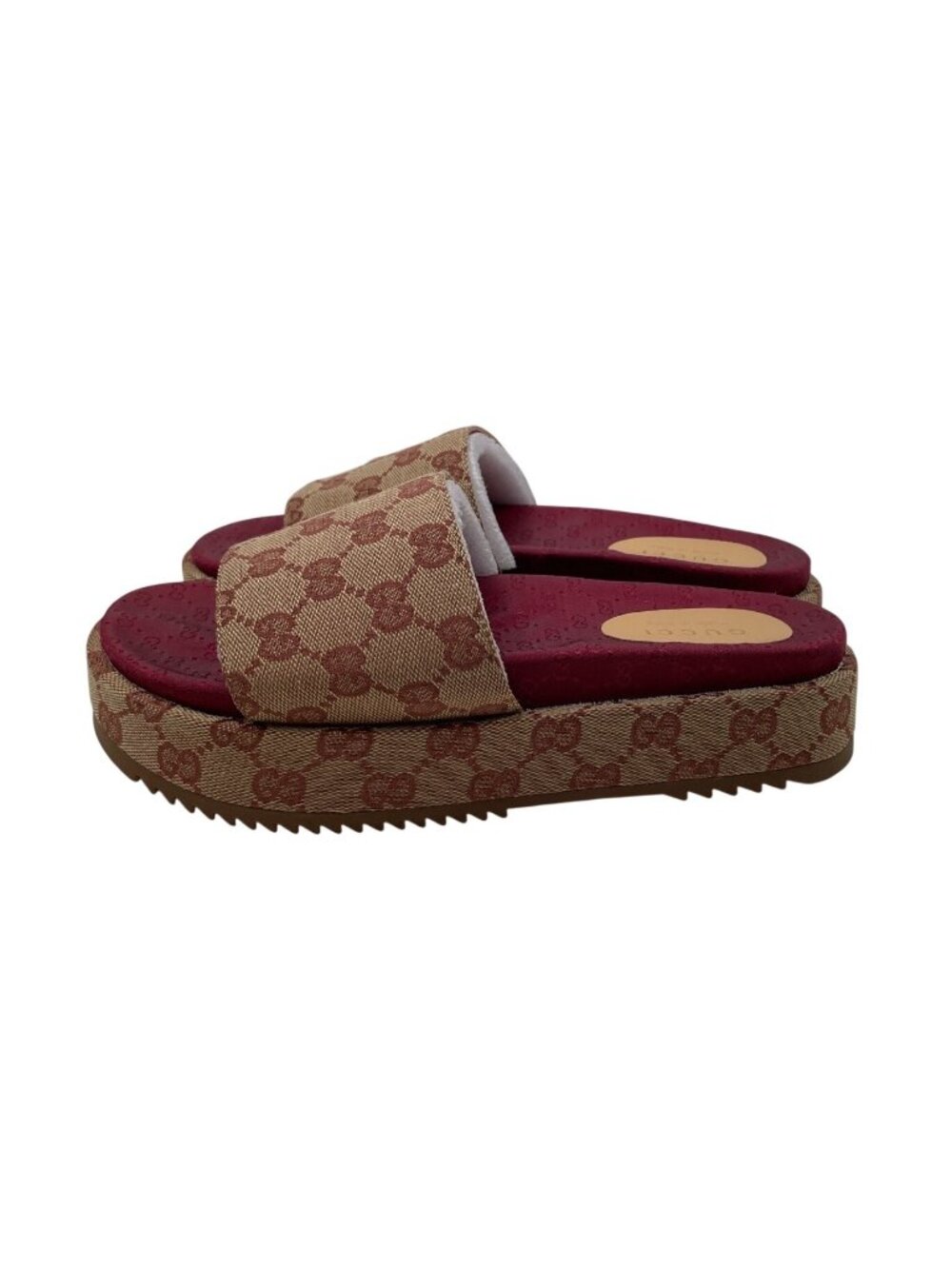 GUCCI Angelina GG Platform Slide Sandals, Beige Ruggine Size 40